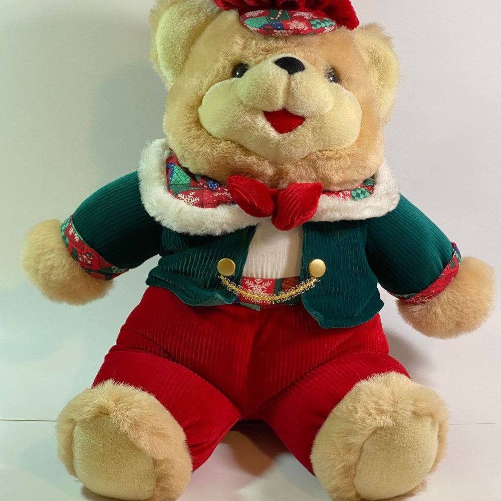Vintage 21" Christmas Teddy Bear Plush Stuffed Animal By MTY International